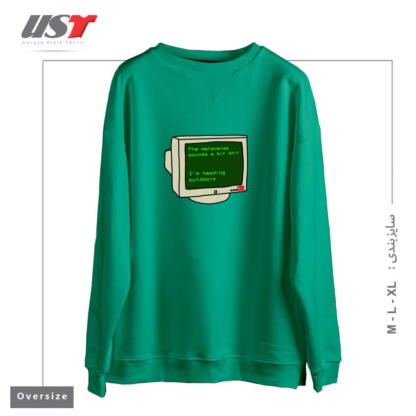 طرح REAL LIFE سوییشرت اورسایزرنگ سبز سدری