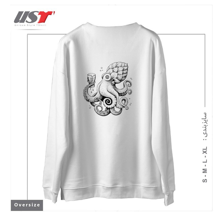 طرح HOPTOPUS سوییشرت اورسایزرنگ سفید