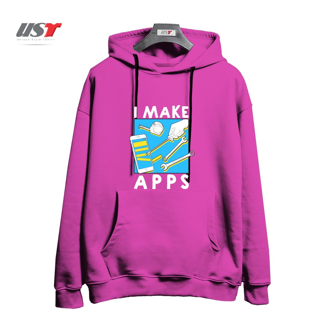 طرح THE APP GUY هودی اورسایزرنگ صورتی