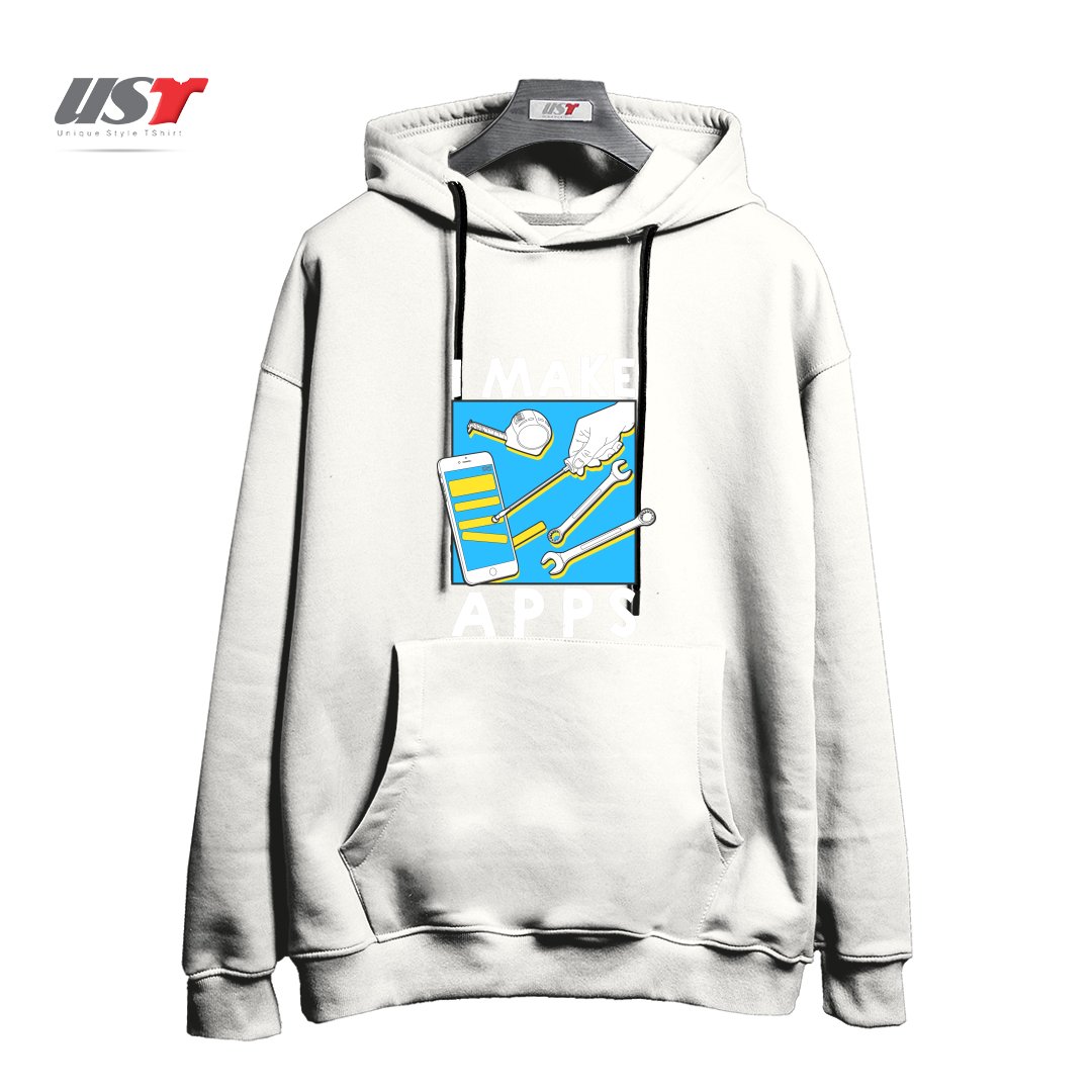 طرح THE APP GUY هودی اورسایزرنگ سفید