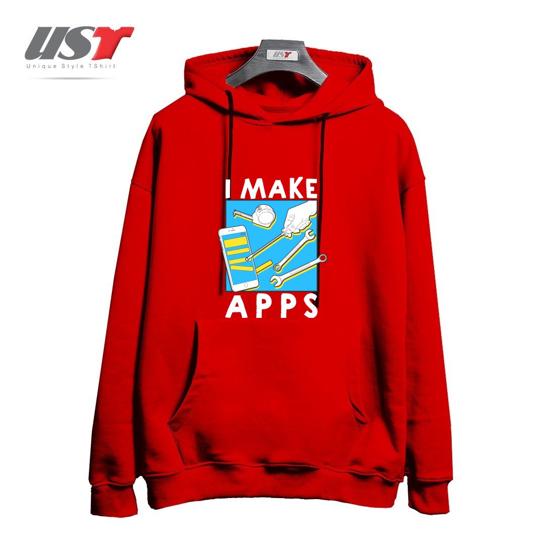 طرح THE APP GUY هودی اورسایزرنگ قرمز