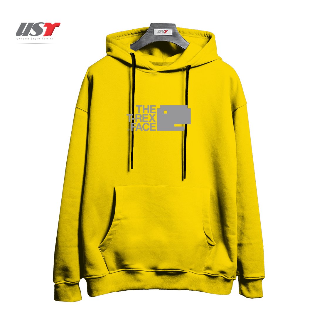 طرح THE T-REX FACE هودی اورسایزرنگ زرد