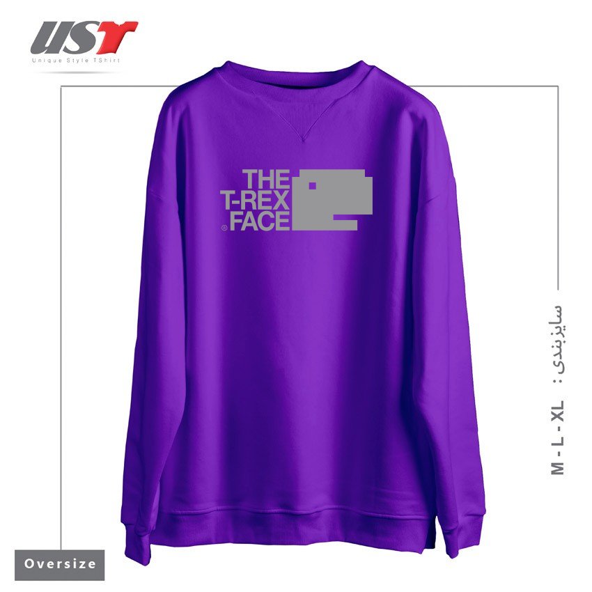 طرح THE T-REX FACE سوییشرت اورسایزرنگ بنفش