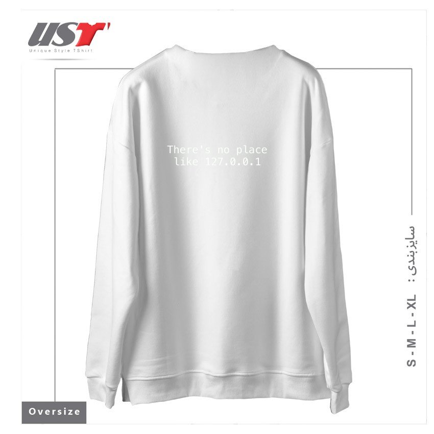 طرح THERE'S NO PLACE LIKE HOME! (WHITE) سوییشرت اورسایزرنگ سفید