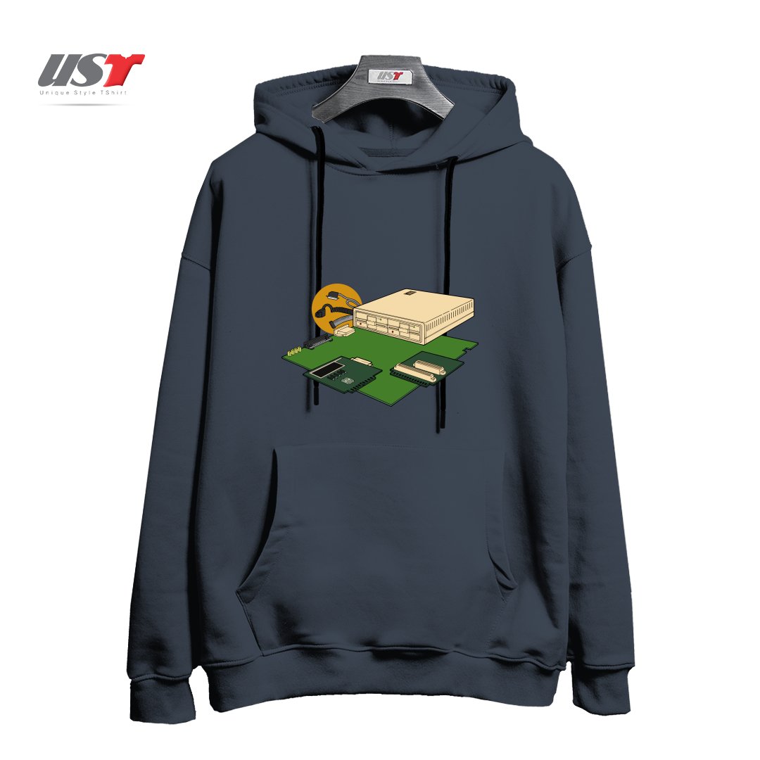 طرح VINTAGE COMPUTER هودی اورسایزرنگ دودی