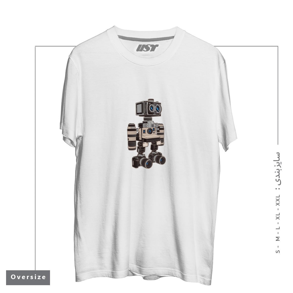 طرح CAMERA BOT 6000 تیشرت اورسایزرنگ سفید
