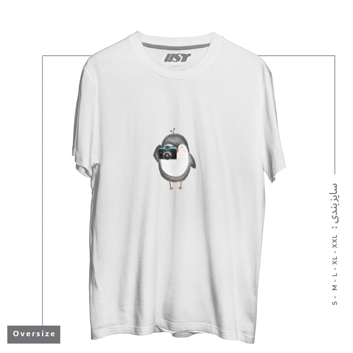 طرح BLACK & WHITE FILM PHOTOGRAPHER تیشرت اورسایزرنگ سفید