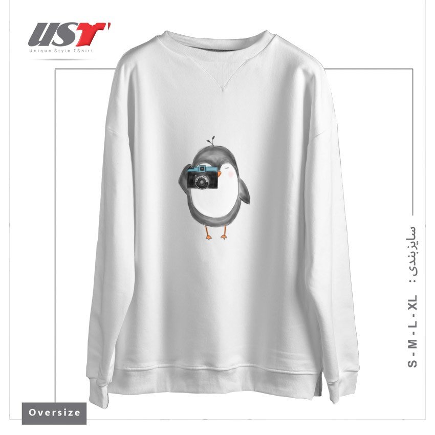 طرح BLACK & WHITE FILM PHOTOGRAPHER سوییشرت اورسایزرنگ سفید