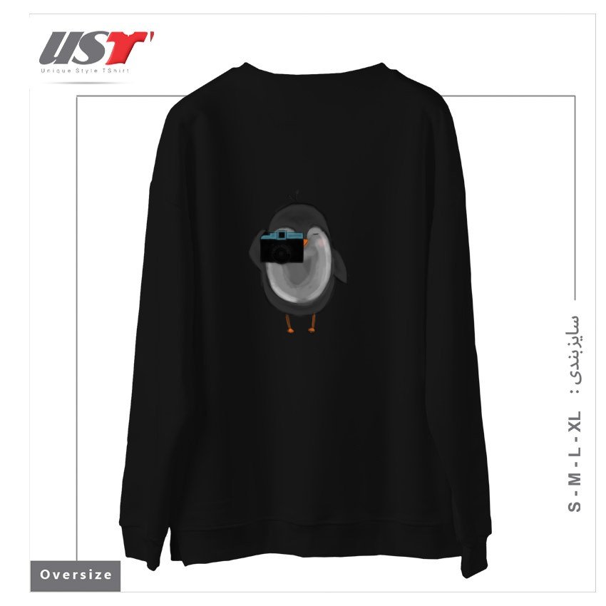 طرح BLACK & WHITE FILM PHOTOGRAPHER سوییشرت اورسایزرنگ مشکی