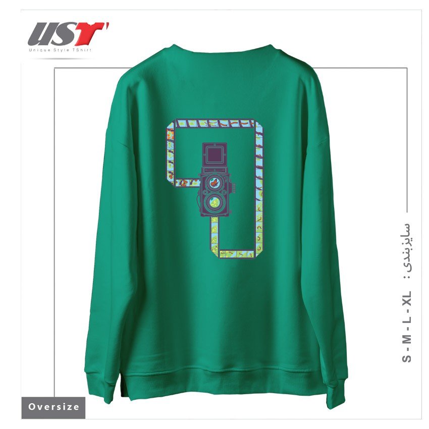 طرح CAMERA1 سوییشرت اورسایزرنگ سبز سدری