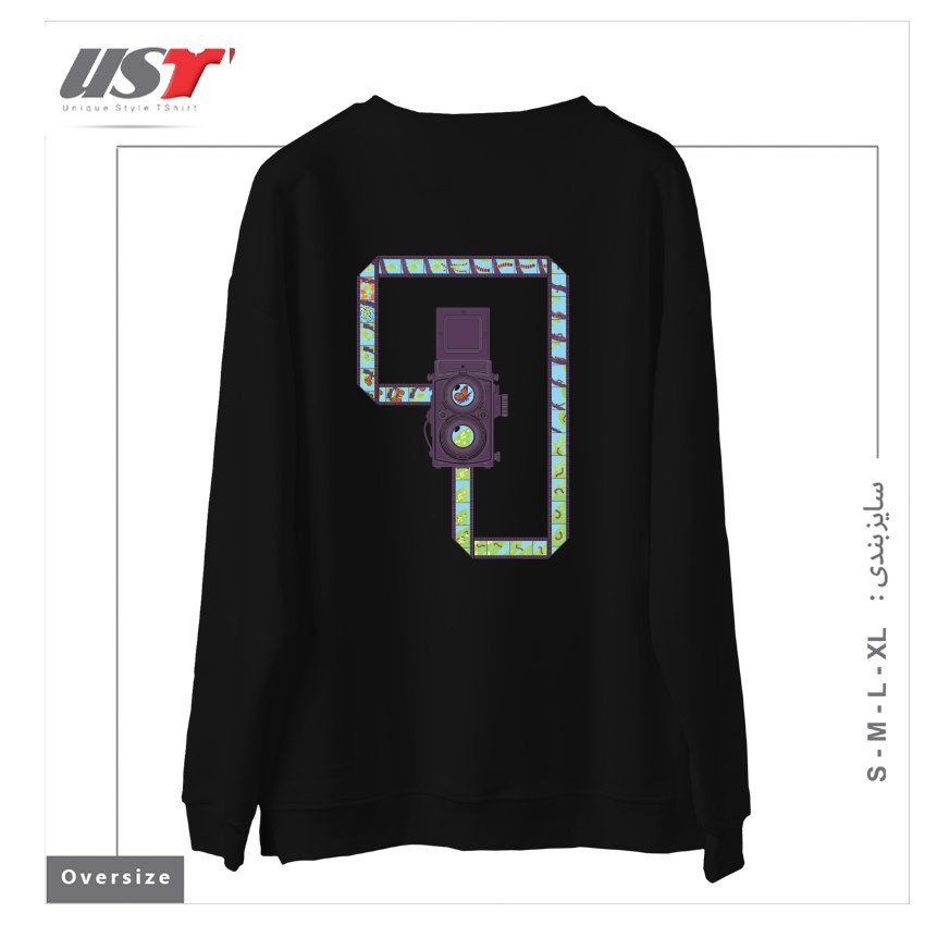 طرح CAMERA1 سوییشرت اورسایزرنگ مشکی