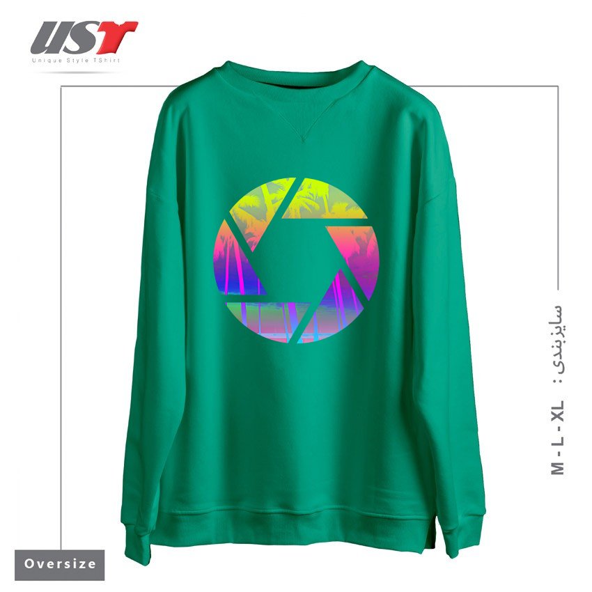 طرح CAPTURE THE SUMMER سوییشرت اورسایزرنگ سبز سدری