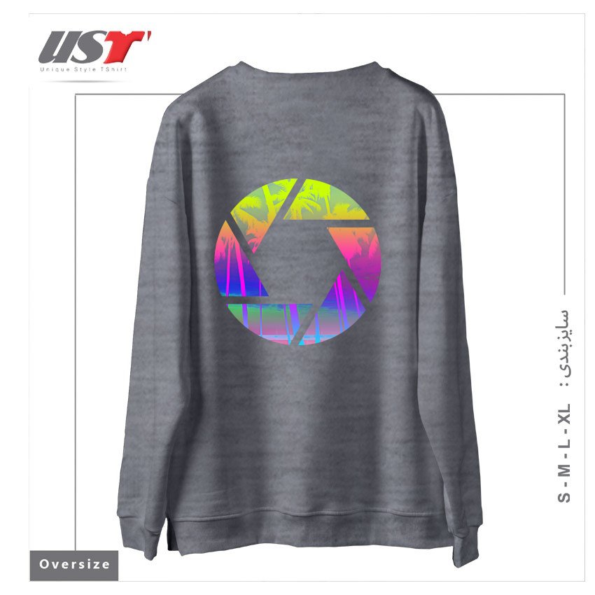 طرح CAPTURE THE SUMMER سوییشرت اورسایزرنگ طوسی ملانژ