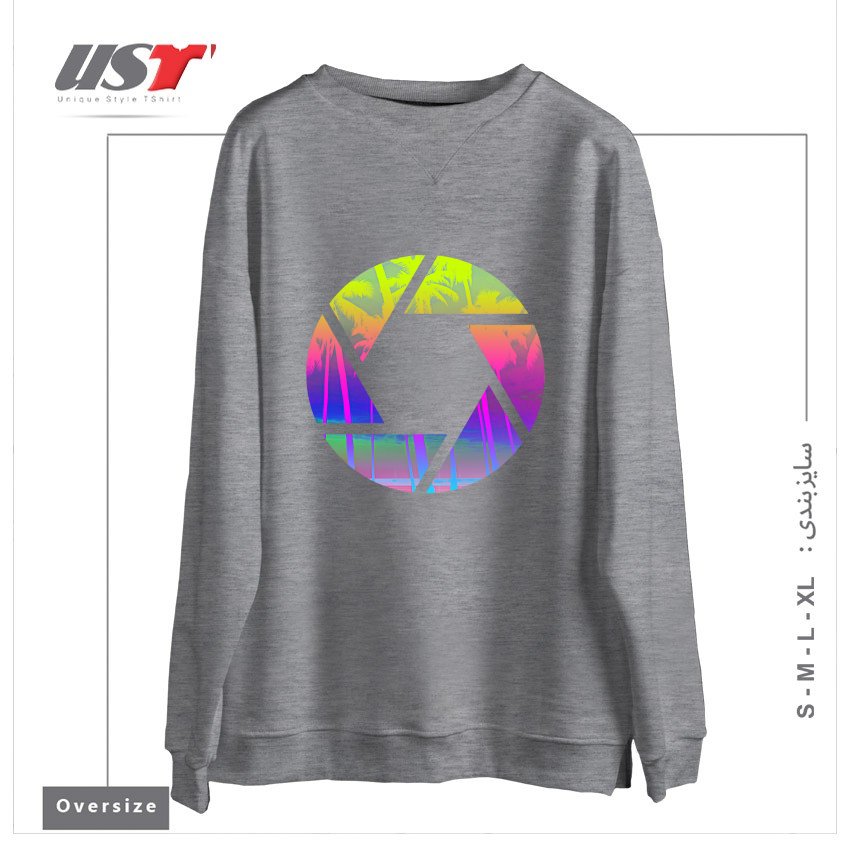 طرح CAPTURE THE SUMMER سوییشرت اورسایزرنگ طوسی ملانژ