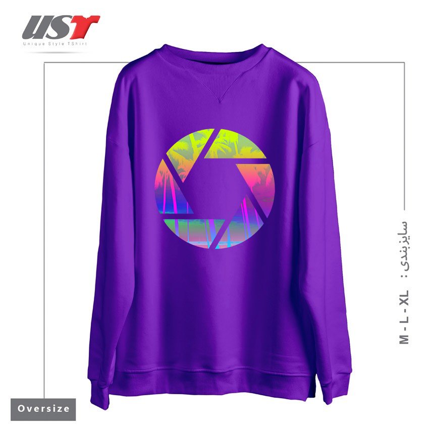 طرح CAPTURE THE SUMMER سوییشرت اورسایزرنگ بنفش