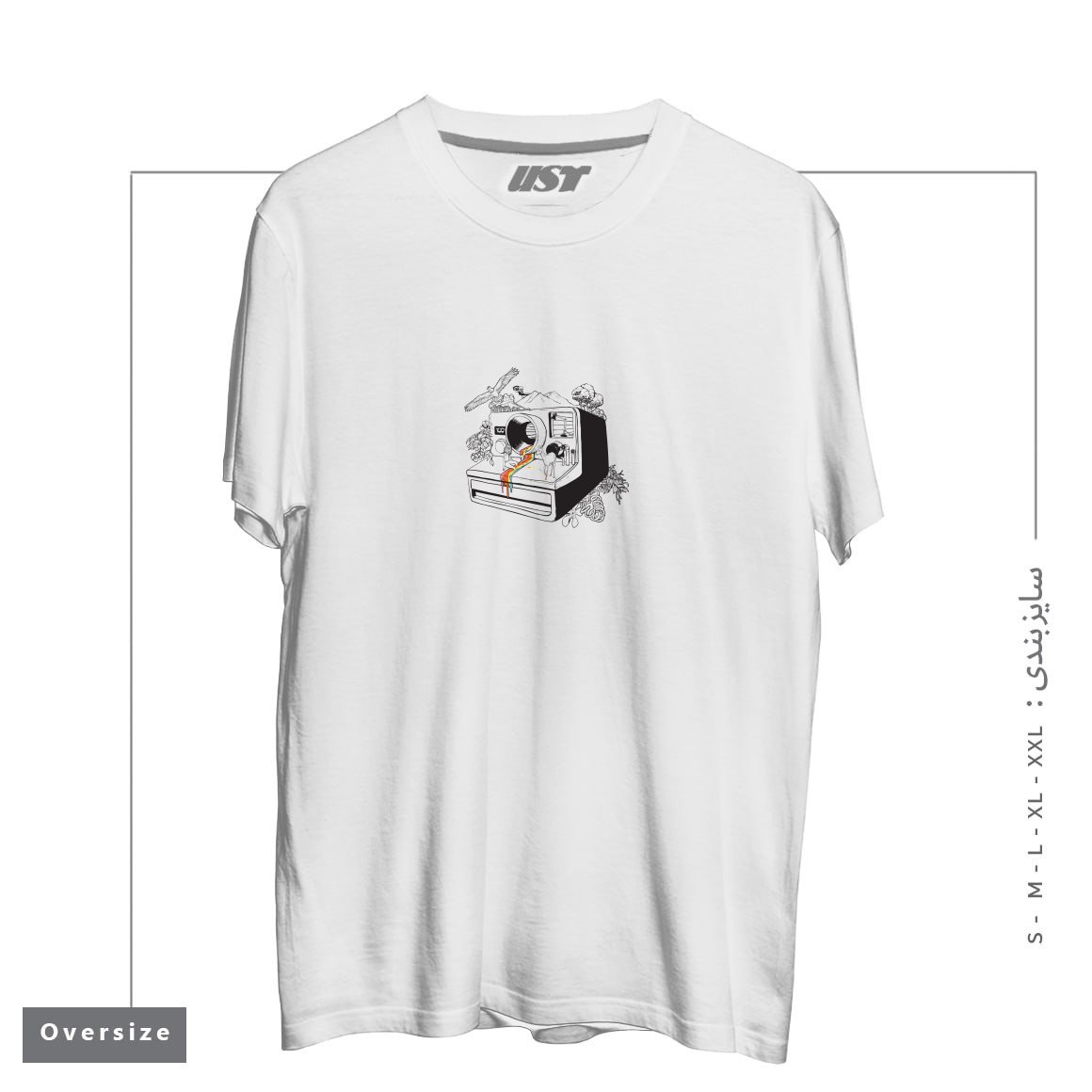 طرح CAPTURED NOSTALGIA تیشرت اورسایزرنگ سفید