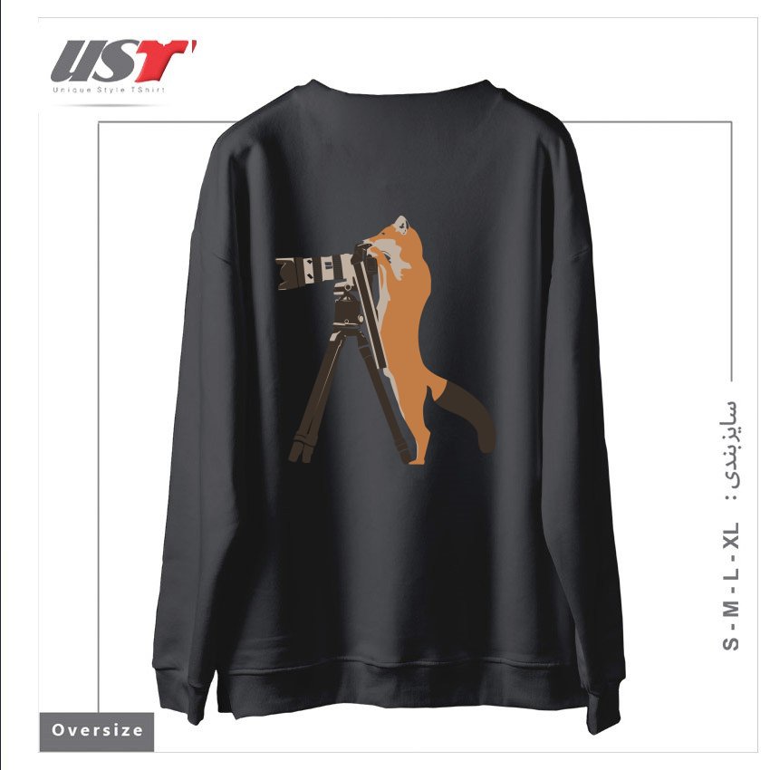 طرح FOXTOGRAPHER سوییشرت اورسایزرنگ دودی