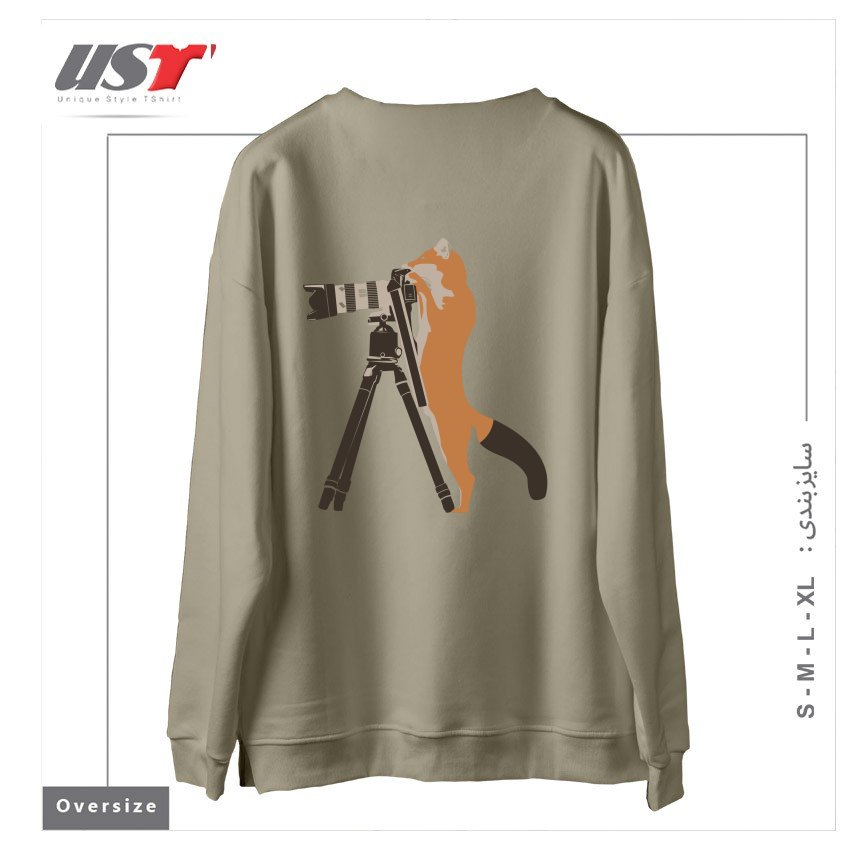 طرح FOXTOGRAPHER سوییشرت اورسایزرنگ نخودی