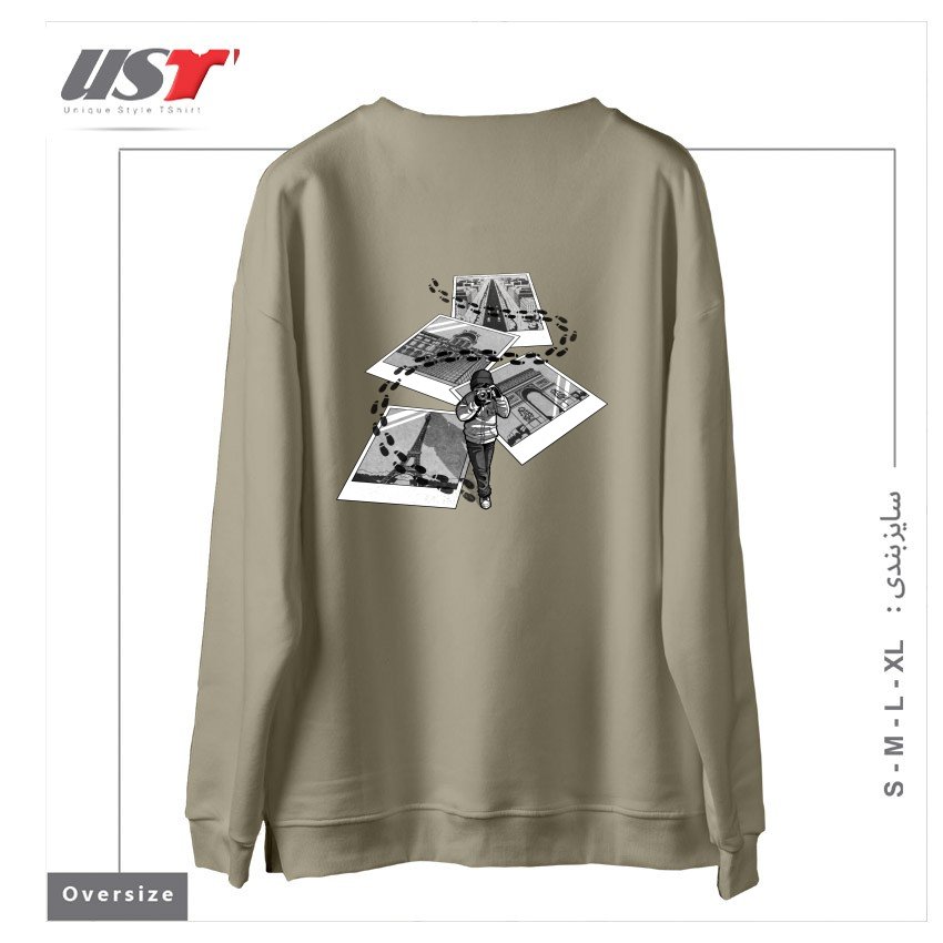 طرح I LOVE PARIS TOURIST سوییشرت اورسایزرنگ نخودی