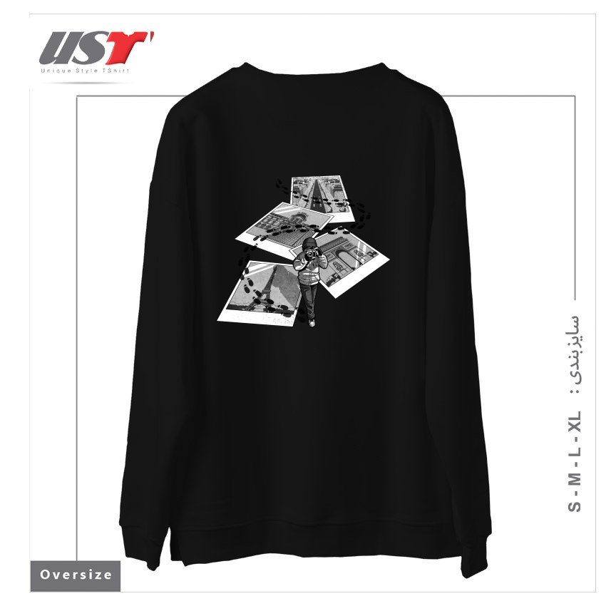 طرح I LOVE PARIS TOURIST سوییشرت اورسایزرنگ مشکی