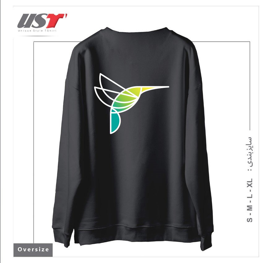 طرح HUMMINGBIRD سوییشرت اورسایزرنگ دودی