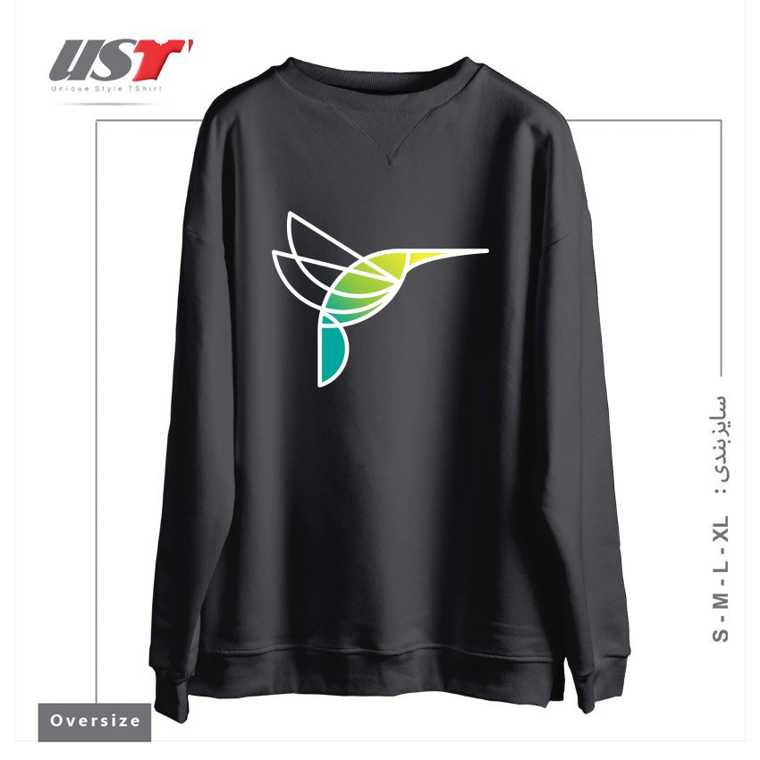 سوییشرت اورسایز طرح HUMMINGBIRD