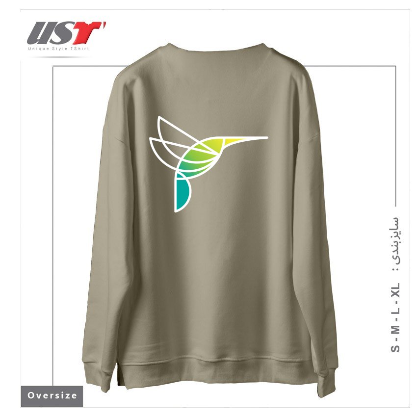 طرح HUMMINGBIRD سوییشرت اورسایزرنگ نخودی