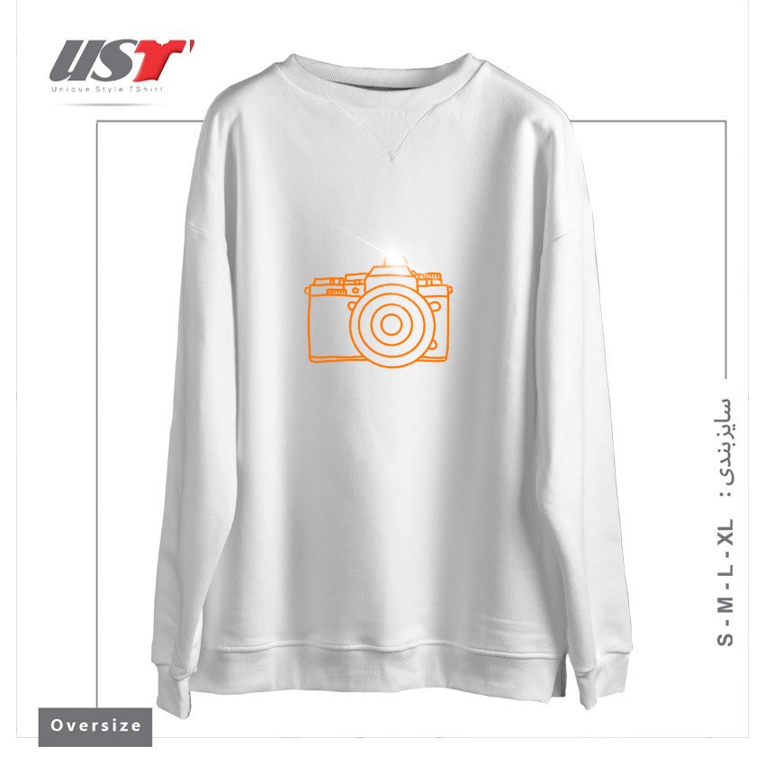 طرح IN FOCUS سوییشرت اورسایزرنگ سفید