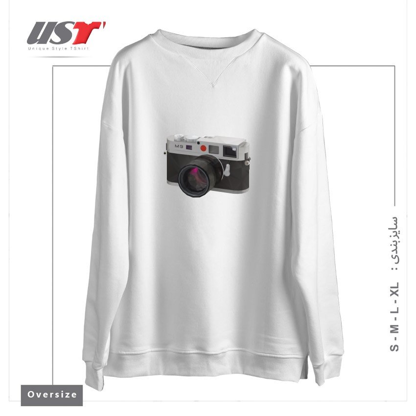 طرح LEICA M9 CAMERA POLYGON ART سوییشرت اورسایزرنگ سفید