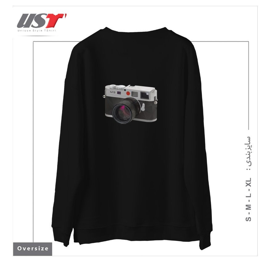 طرح LEICA M9 CAMERA POLYGON ART سوییشرت اورسایزرنگ مشکی