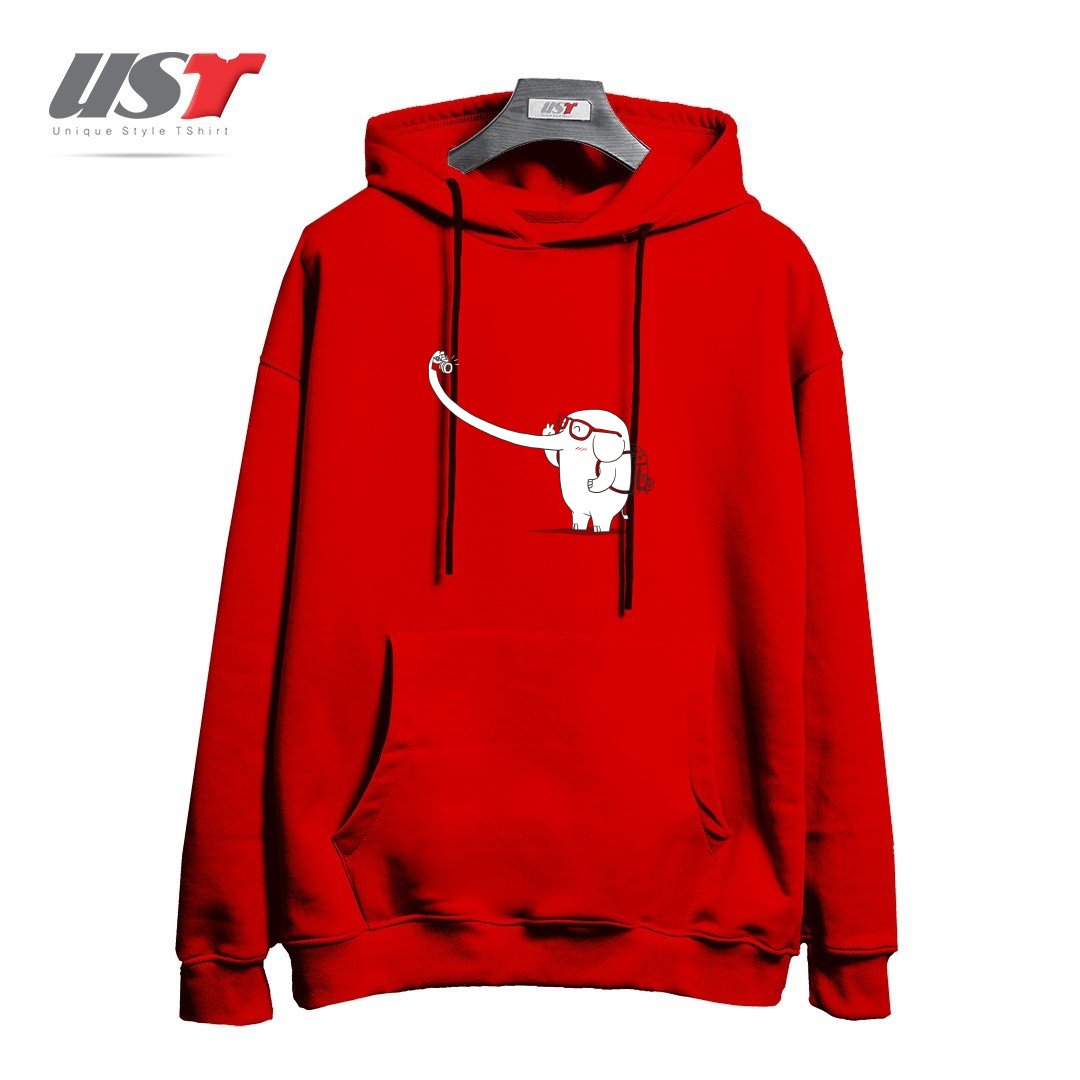 طرح LONELY TRAVELLER هودی اورسایزرنگ قرمز