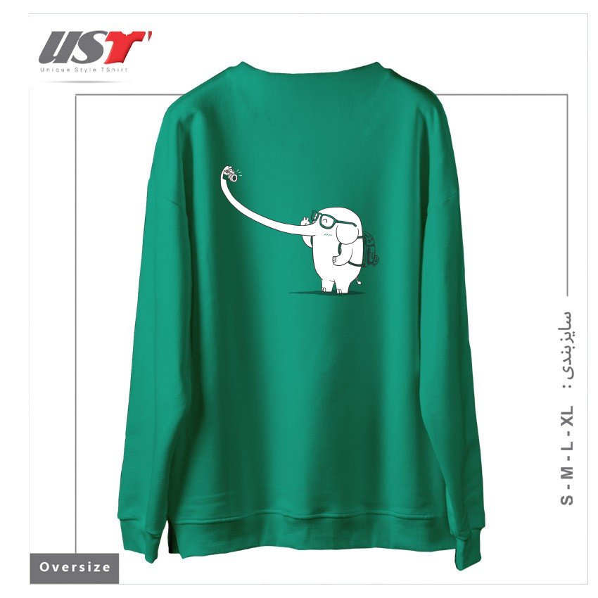 طرح LONELY TRAVELLER سوییشرت اورسایزرنگ سبز سدری