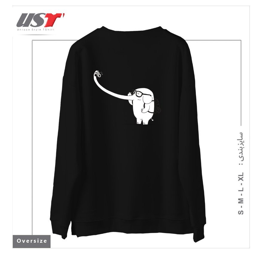 طرح LONELY TRAVELLER سوییشرت اورسایزرنگ مشکی