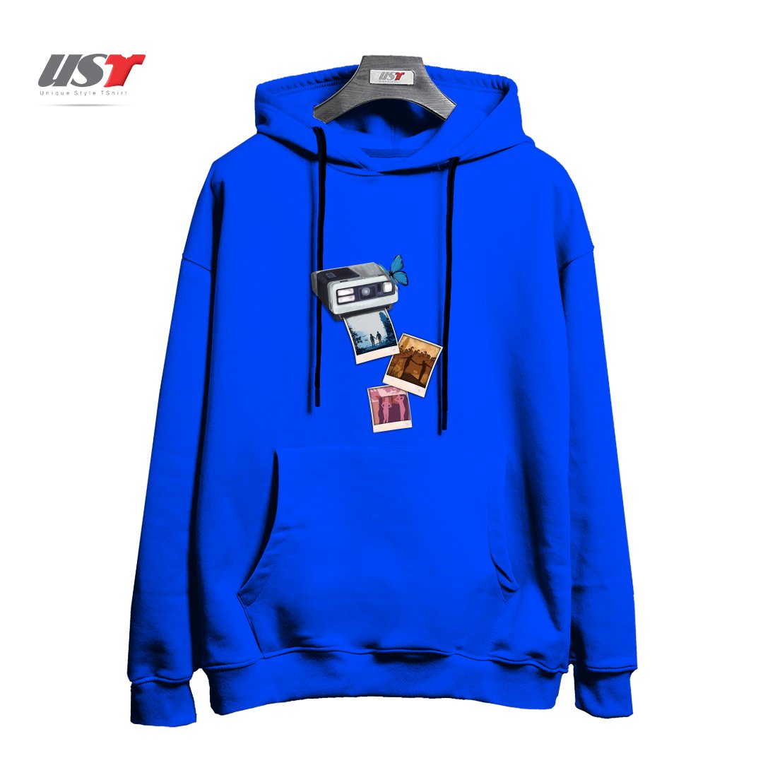 طرح MEMORIES هودی اورسایزرنگ آبی شالی