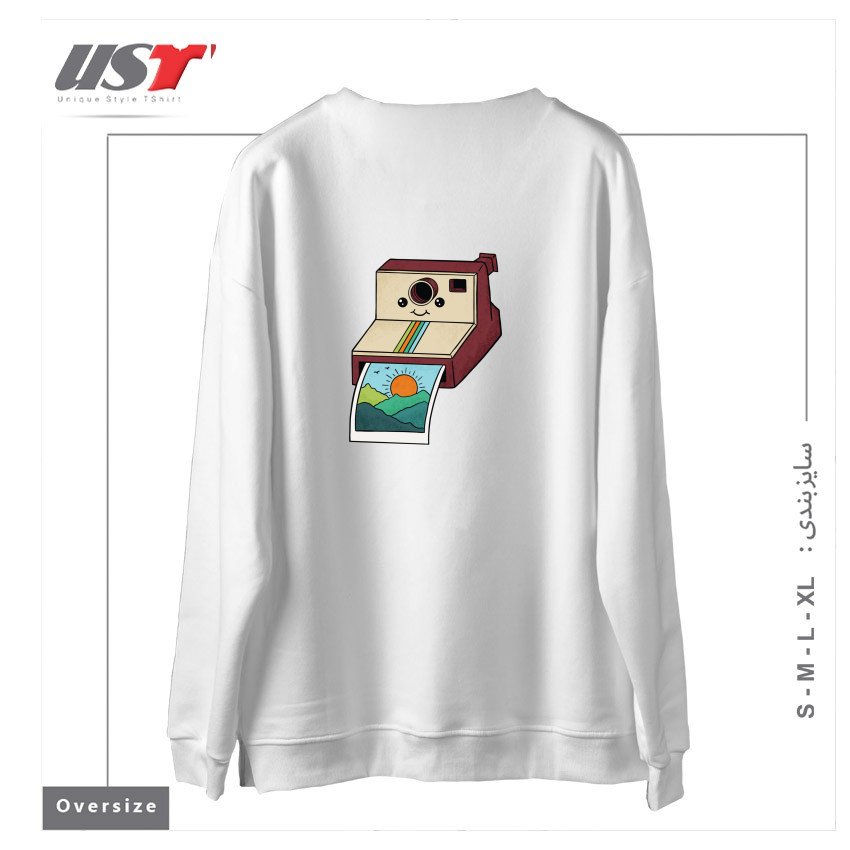 طرح NATURE PHOTO سوییشرت اورسایزرنگ سفید