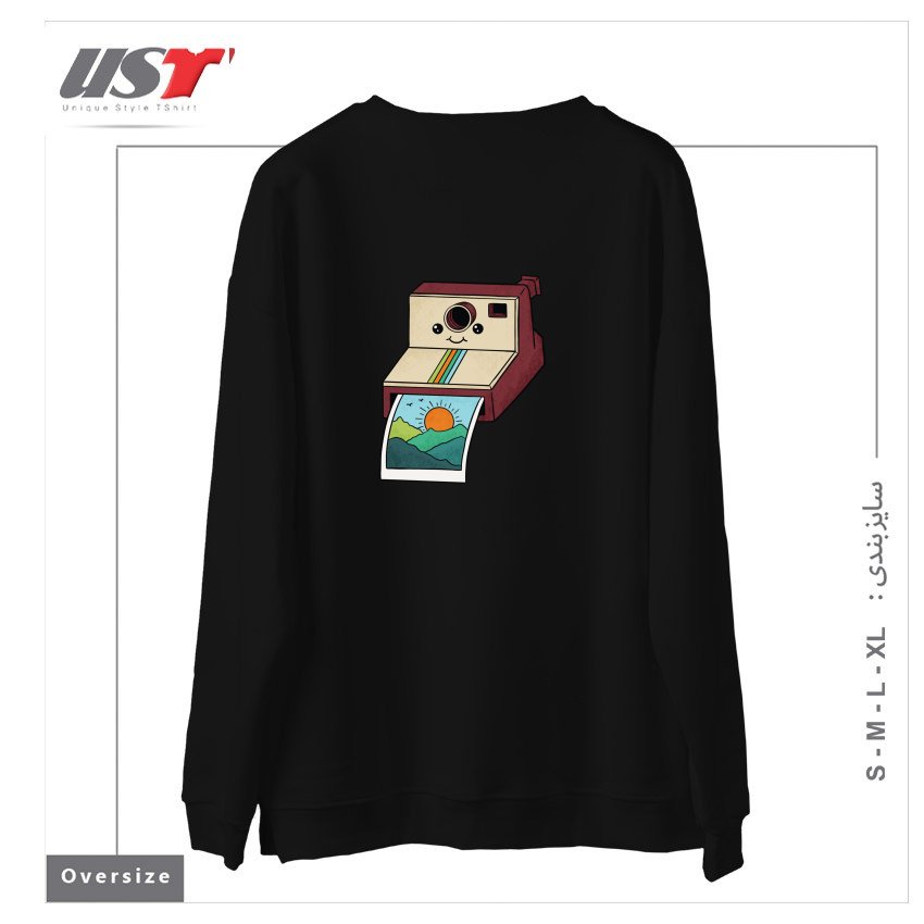 طرح NATURE PHOTO سوییشرت اورسایزرنگ مشکی