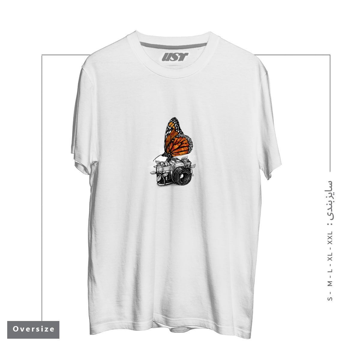 طرح NATURE PHOTOGRAPHY تیشرت اورسایزرنگ سفید