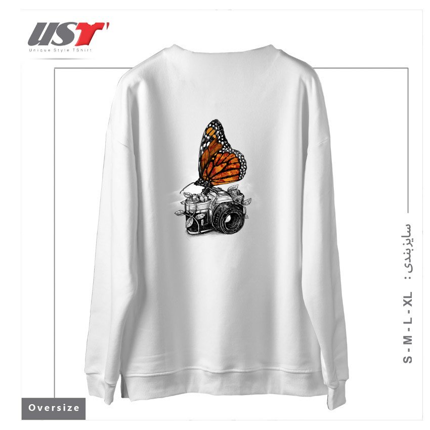 طرح NATURE PHOTOGRAPHY سوییشرت اورسایزرنگ سفید