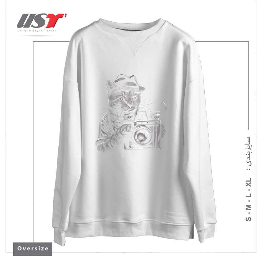 سوییشرت اورسایز طرح PAPARAZZI KITTEN