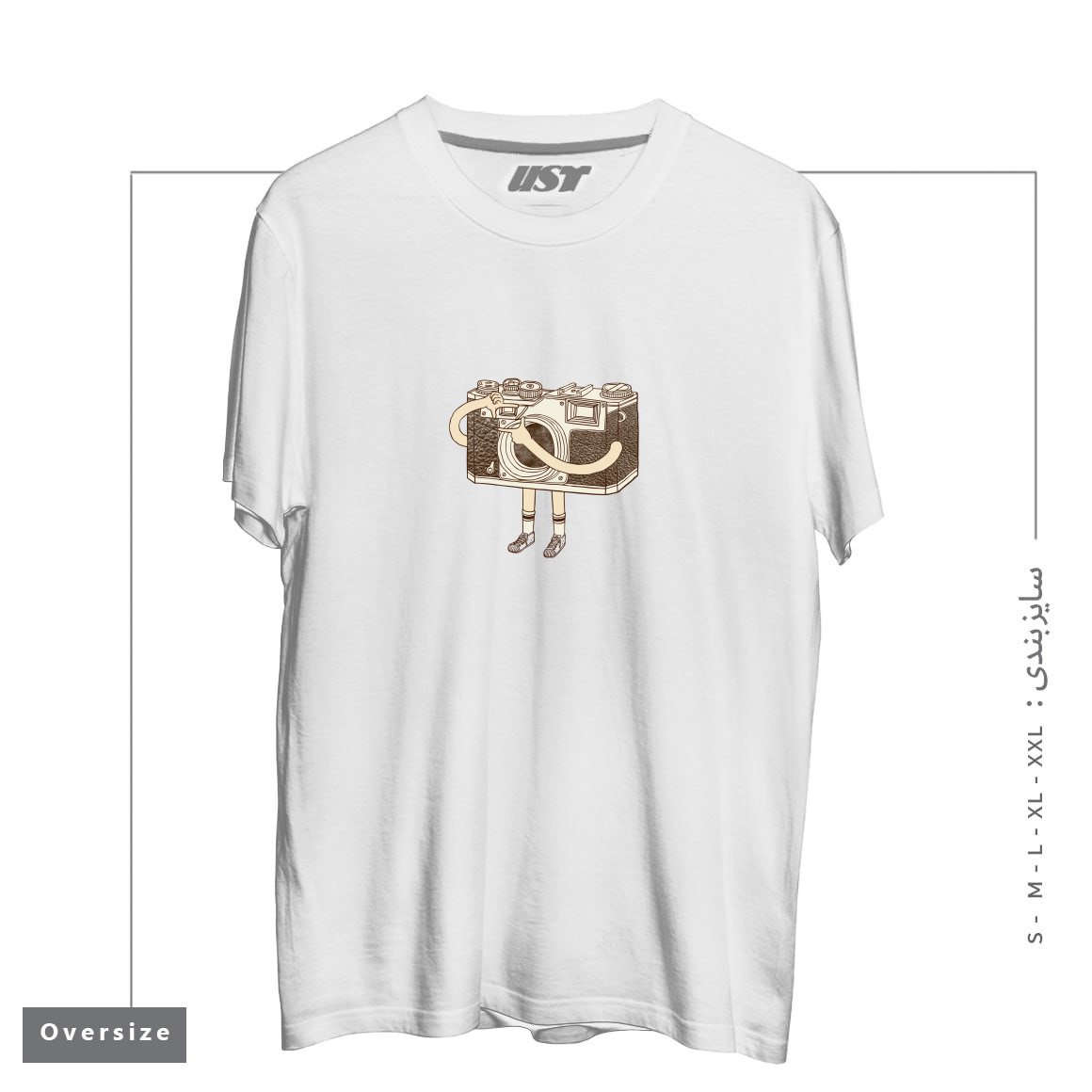 طرح PHOTOGRAPHER تیشرت اورسایزرنگ سفید