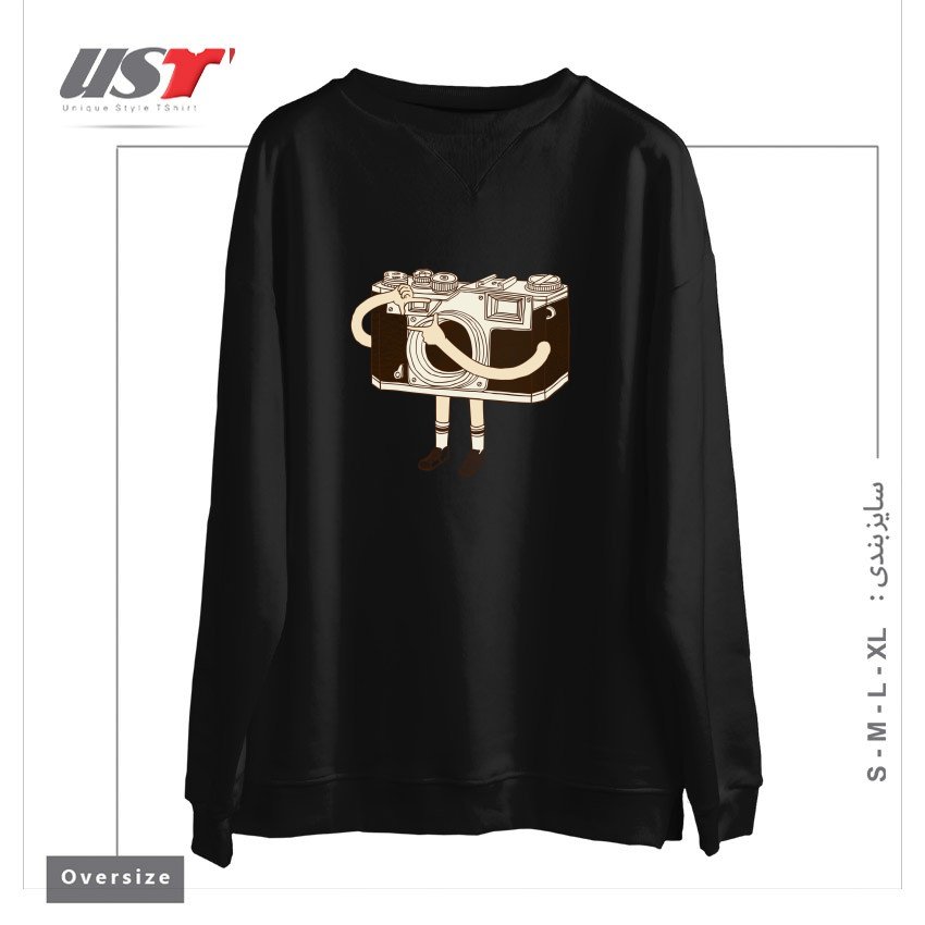 طرح PHOTOGRAPHER سوییشرت اورسایزرنگ مشکی