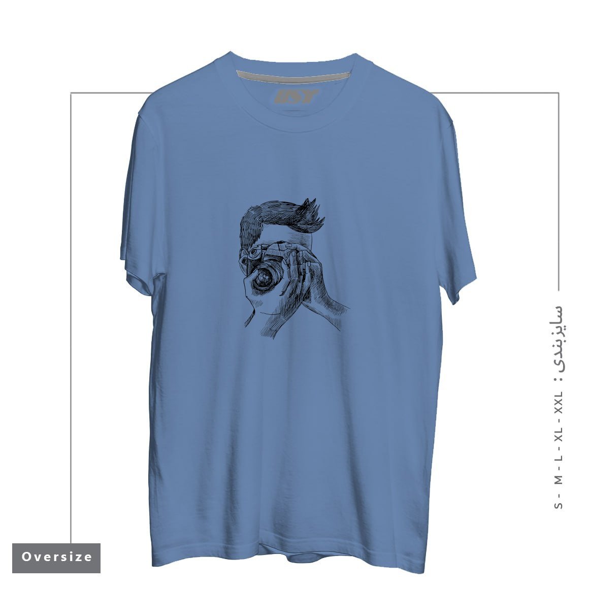 طرح PHOTOGRAPHER2 تیشرت اورسایزرنگ آبی نفتی