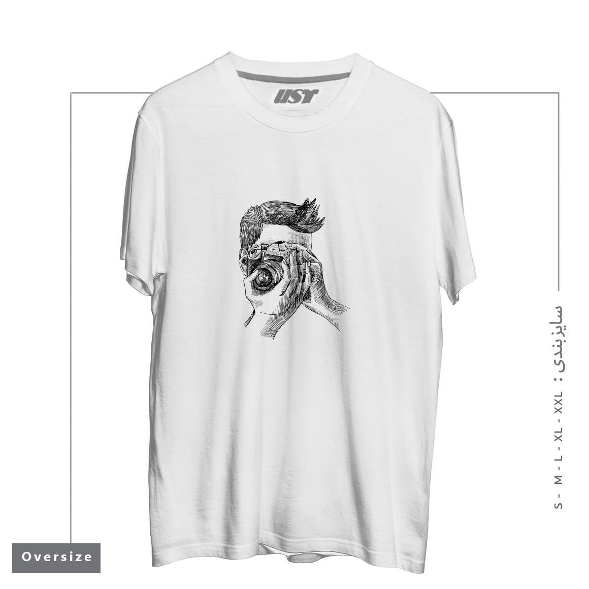 طرح PHOTOGRAPHER2 تیشرت اورسایزرنگ سفید