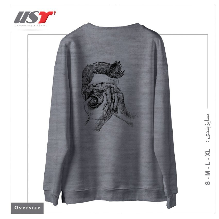 طرح PHOTOGRAPHER2 سوییشرت اورسایزرنگ طوسی ملانژ