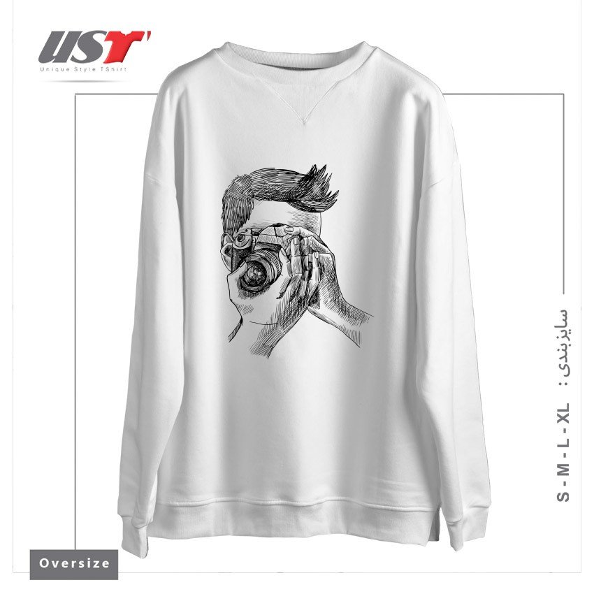 طرح PHOTOGRAPHER2 سوییشرت اورسایزرنگ سفید