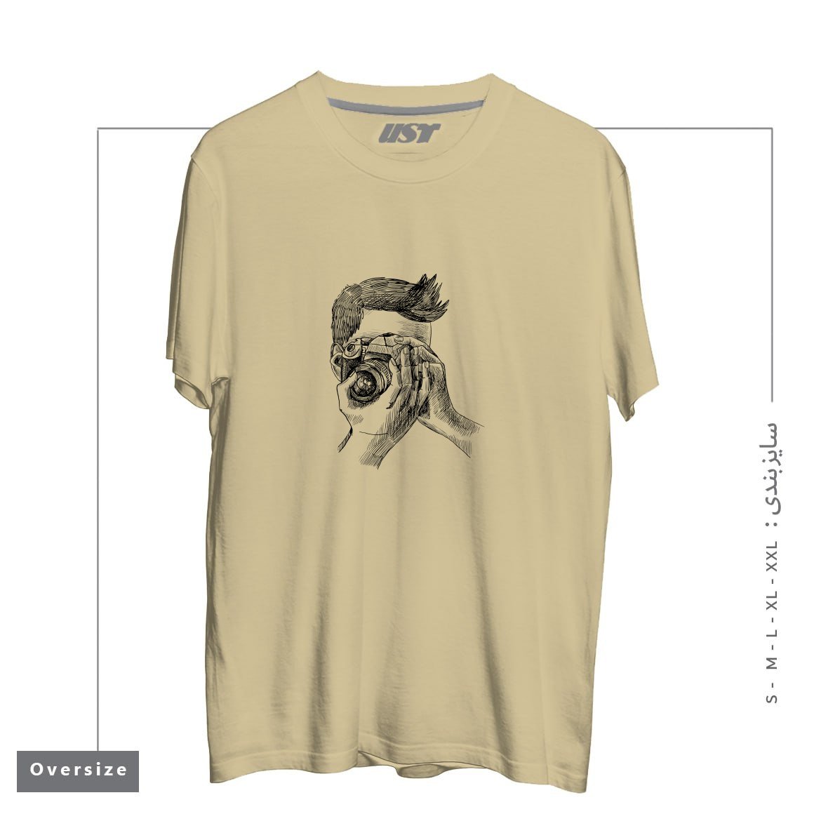 طرح PHOTOGRAPHER2 تیشرت اورسایزرنگ نخودی