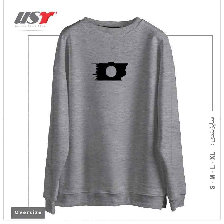 طرح PHOTOGRAPHER4 سوییشرت اورسایزرنگ طوسی ملانژ