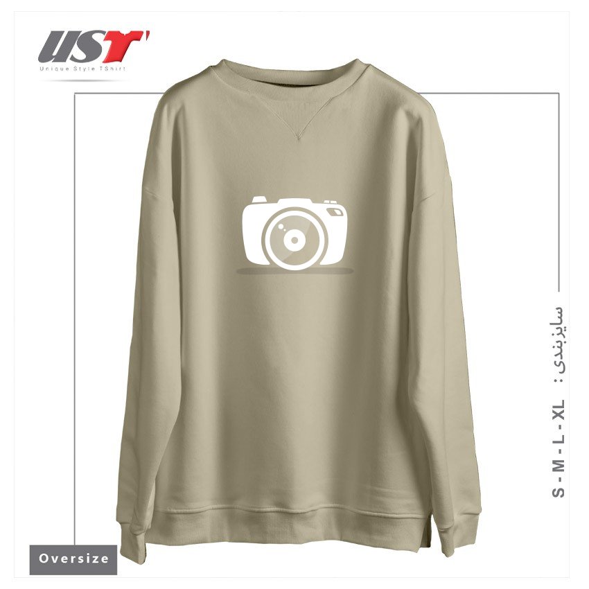 طرح PHOTOGRAPHY سوییشرت اورسایزرنگ نخودی
