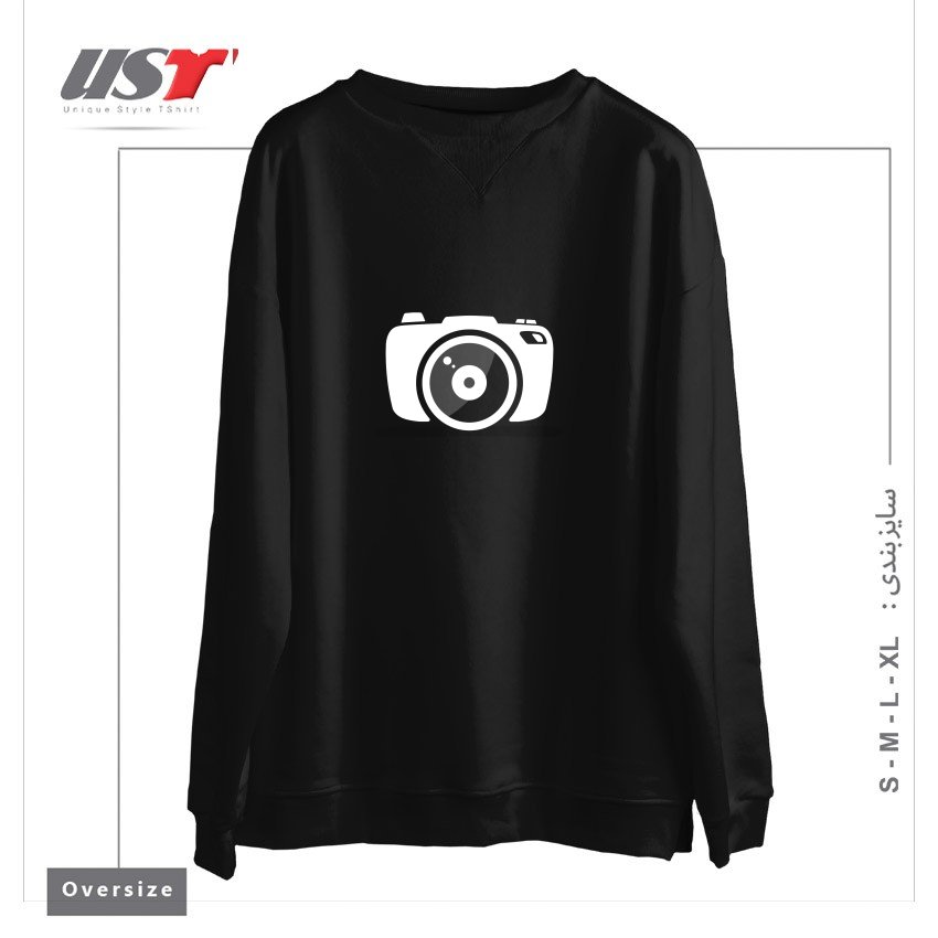 طرح PHOTOGRAPHY سوییشرت اورسایزرنگ مشکی