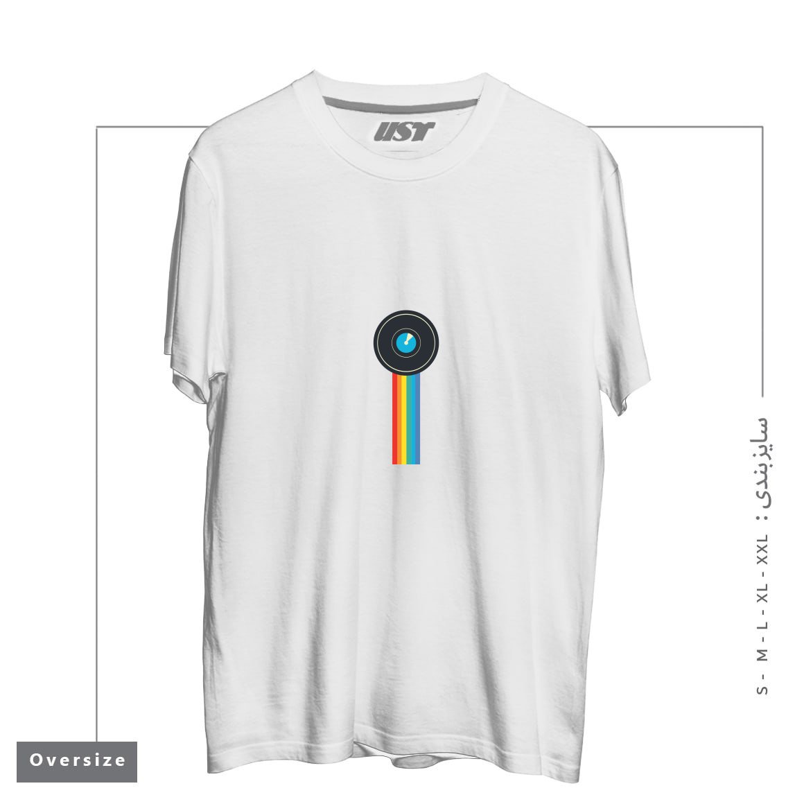 طرح POLAROID تیشرت اورسایزرنگ سفید